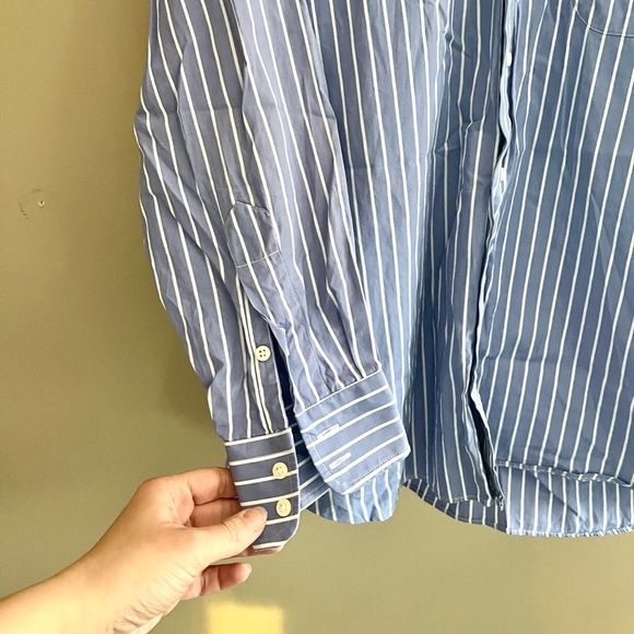 Men’s Burberry London Blue Striped Button-Down Dress Shirt size 16R / Large - Picture 4 of 7